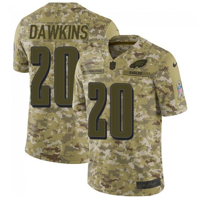 Nike Eagles #20 Brian Dawkins Camo Men's Stitched NFL Limited 2018 Salute To Service Jersey