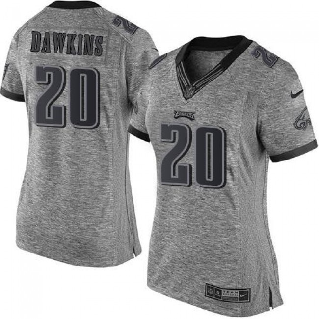 Women's Eagles #20 Brian Dawkins Gray Stitched NFL Limited Gridiron Gray Jersey