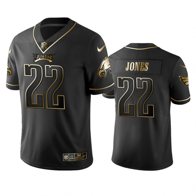 Nike Eagles #22 Sidney Jones Black Golden Limited Edition Stitched NFL Jersey