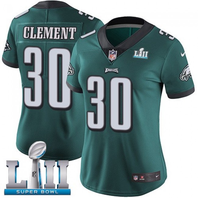 Women's Eagles #30 Corey Clement Midnight Green Team Color Super Bowl LII Stitched NFL Vapor Untouchable Limited Jersey