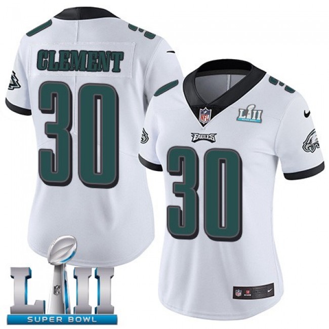 Women's Eagles #30 Corey Clement White Super Bowl LII Stitched NFL Vapor Untouchable Limited Jersey