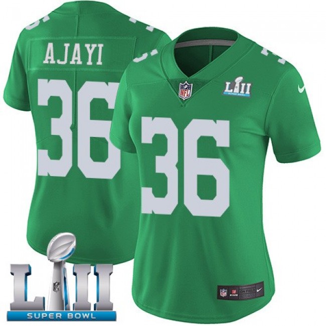 Women's Eagles #36 Jay Ajayi Green Super Bowl LII Stitched NFL Limited Rush Jersey