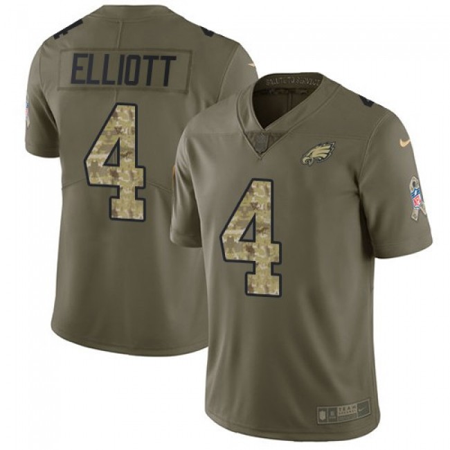 Philadelphia Eagles #4 Jake Elliott Olive-Camo Youth Stitched NFL Limited 2017 Salute to Service Jersey