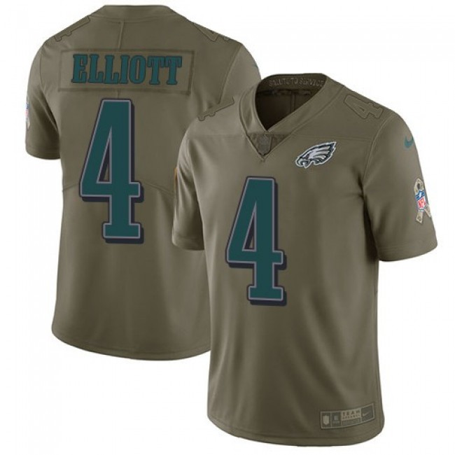 Nike Eagles #4 Jake Elliott Olive Men's Stitched NFL Limited 2017 Salute To Service Jersey