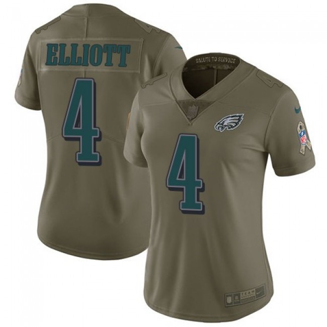 Women's Eagles #4 Jake Elliott Olive Stitched NFL Limited 2017 Salute to Service Jersey