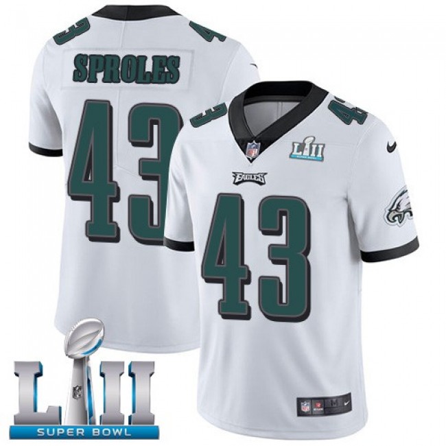 Philadelphia Eagles #43 Darren Sproles White Super Bowl LII Youth Stitched NFL Vapor Untouchable Limited Jersey