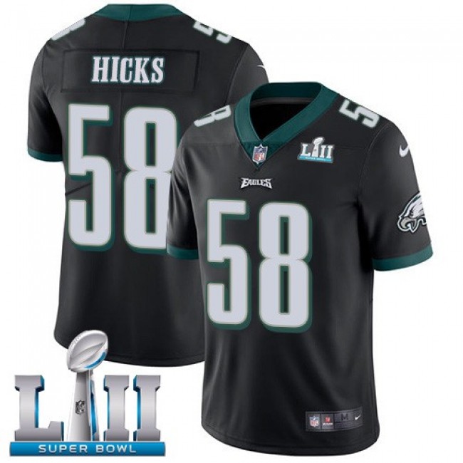 Philadelphia Eagles #58 Jordan Hicks Black Alternate Super Bowl LII Youth Stitched NFL Vapor Untouchable Limited Jersey