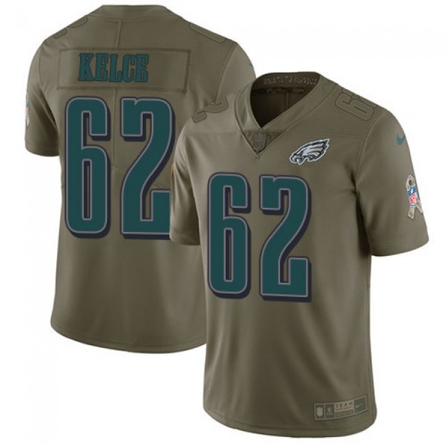 Philadelphia Eagles #62 Jason Kelce Olive Youth Stitched NFL Limited 2017 Salute to Service Jersey