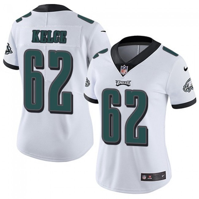Women's Eagles #62 Jason Kelce White Stitched NFL Vapor Untouchable Limited Jersey
