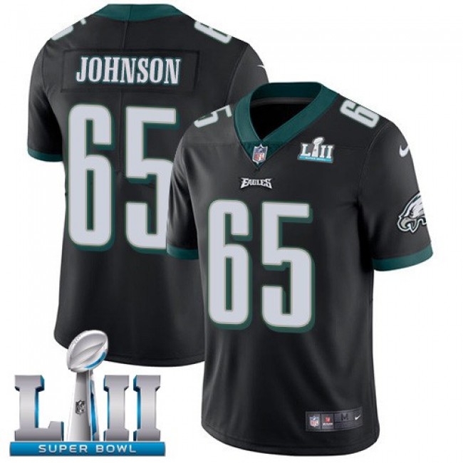 Philadelphia Eagles #65 Lane Johnson Black Alternate Super Bowl LII Youth Stitched NFL Vapor Untouchable Limited Jersey