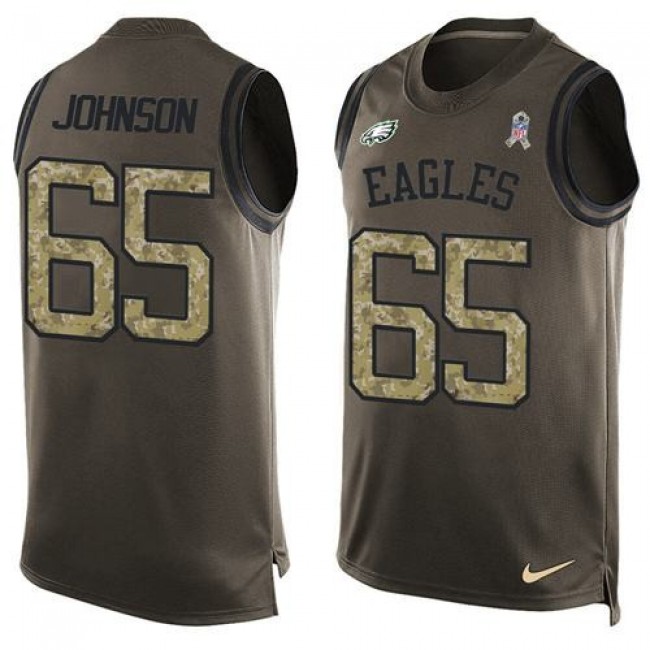 Nike Eagles #65 Lane Johnson Green Men's Stitched NFL Limited Salute To Service Tank Top Jersey