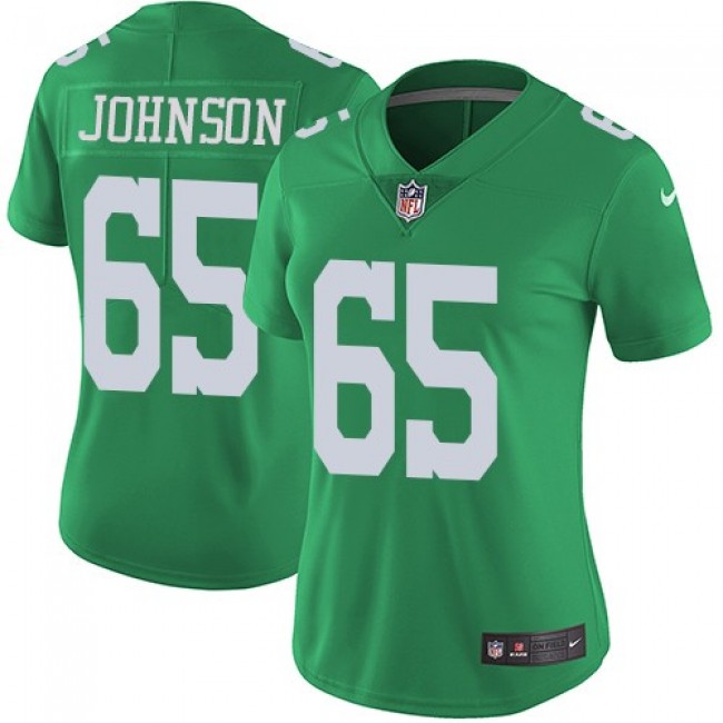 Women's Eagles #65 Lane Johnson Green Stitched NFL Limited Rush Jersey