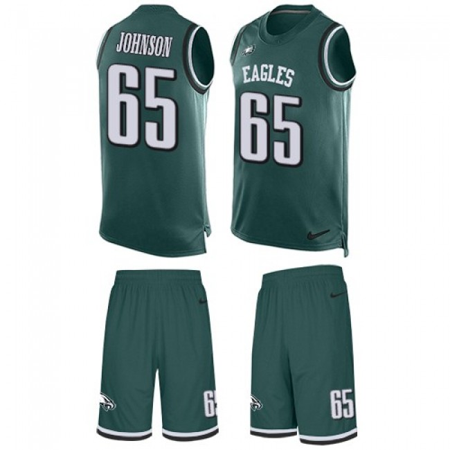 Nike Eagles #65 Lane Johnson Midnight Green Team Color Men's Stitched NFL Limited Tank Top Suit Jersey