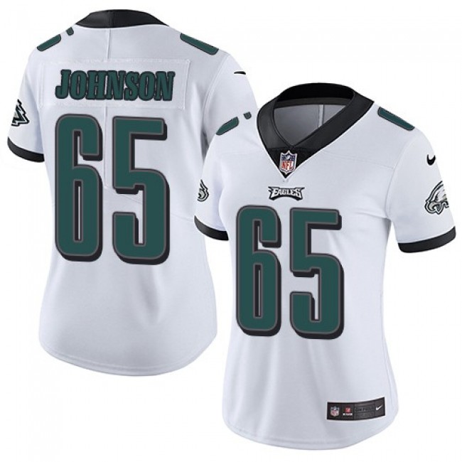 Women's Eagles #65 Lane Johnson White Stitched NFL Vapor Untouchable Limited Jersey