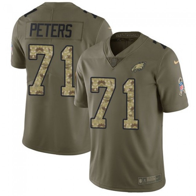 Philadelphia Eagles #71 Jason Peters Olive-Camo Youth Stitched NFL Limited 2017 Salute to Service Jersey