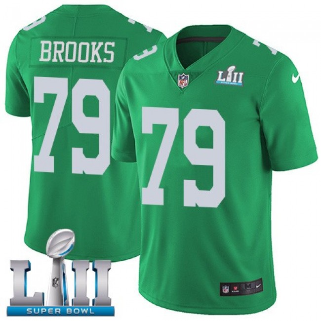 Philadelphia Eagles #79 Brandon Brooks Green Super Bowl LII Youth Stitched NFL Limited Rush Jersey