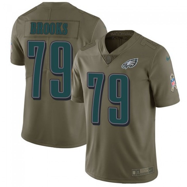 Philadelphia Eagles #79 Brandon Brooks Olive Youth Stitched NFL Limited 2017 Salute to Service Jersey