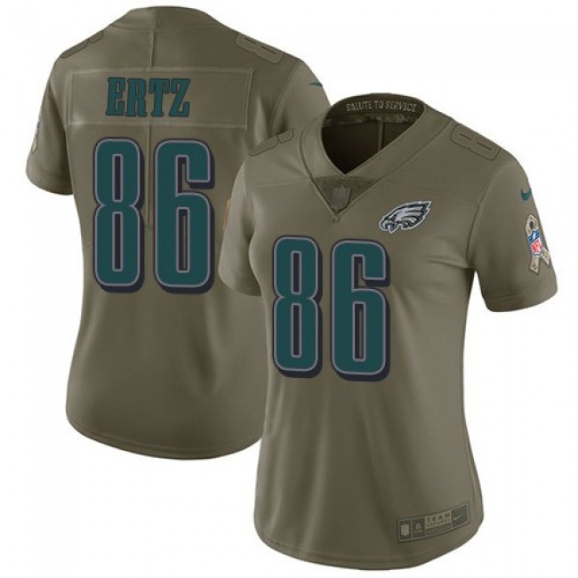 Women's Eagles #86 Zach Ertz Olive Stitched NFL Limited 2017 Salute to Service Jersey