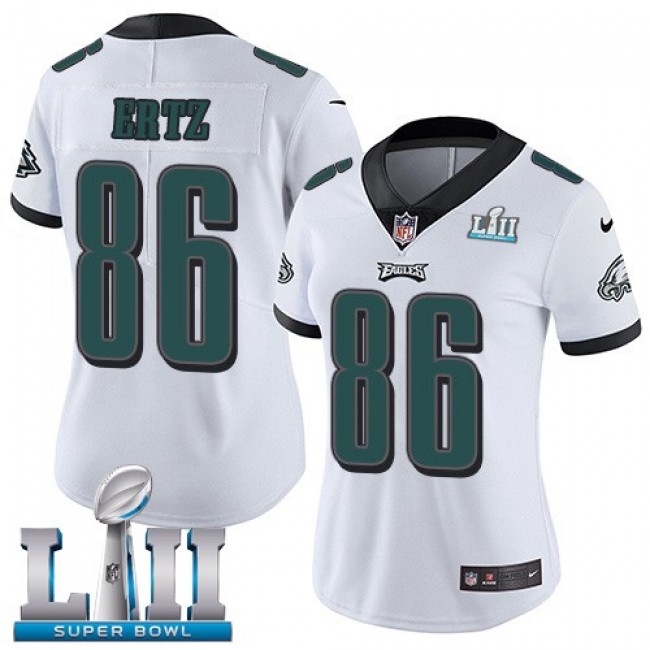 Women's Eagles #86 Zach Ertz White Super Bowl LII Stitched NFL Vapor Untouchable Limited Jersey