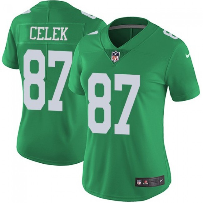 Women's Eagles #87 Brent Celek Green Stitched NFL Limited Rush Jersey