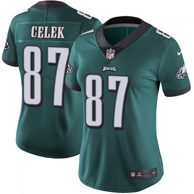 Women's Eagles #87 Brent Celek Midnight Green Team Color Stitched NFL Vapor Untouchable Limited Jersey