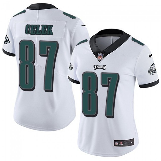 Women's Eagles #87 Brent Celek White Stitched NFL Vapor Untouchable Limited Jersey