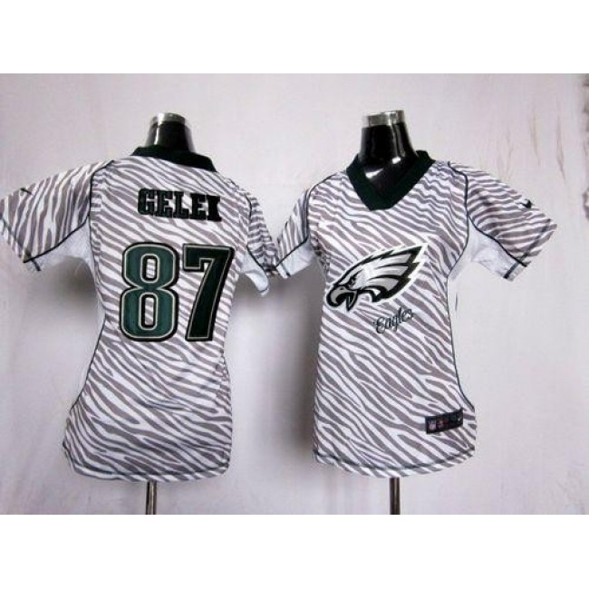 Women's Eagles #87 Brent Celek Zebra Stitched NFL Elite Jersey