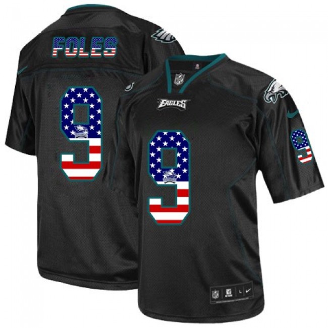 Nike Eagles #9 Nick Foles Black Men's Stitched NFL Elite USA Flag Fashion Jersey