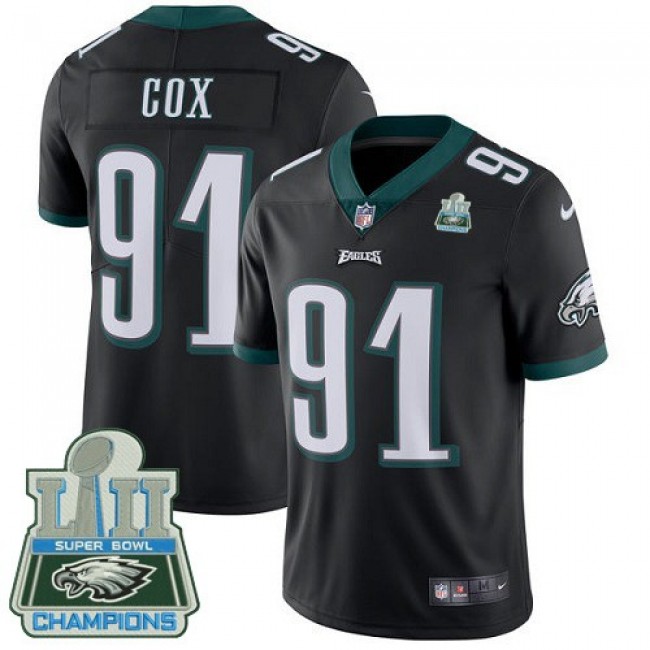 Nike Eagles #91 Fletcher Cox Black Alternate Super Bowl LII Champions Men's Stitched NFL Vapor Untouchable Limited Jersey