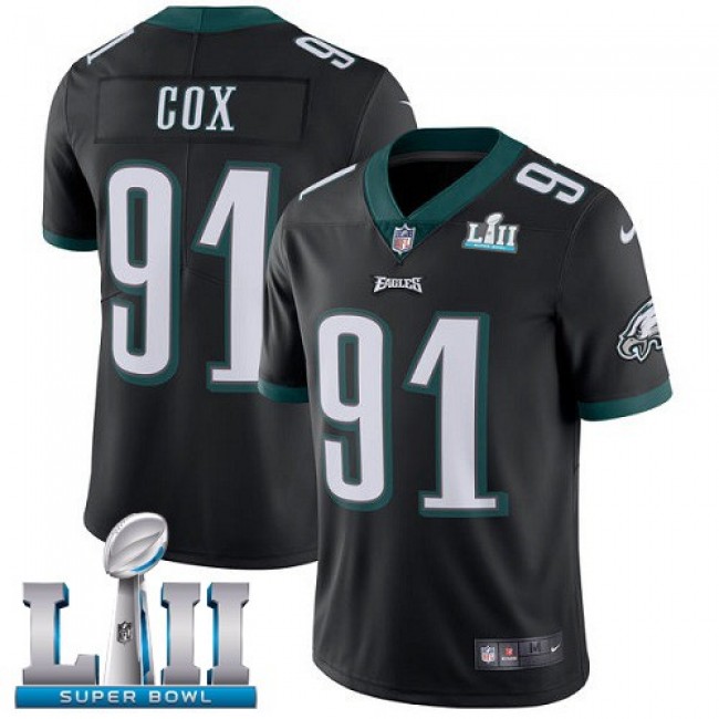 Philadelphia Eagles #91 Fletcher Cox Black Alternate Super Bowl LII Youth Stitched NFL Vapor Untouchable Limited Jersey