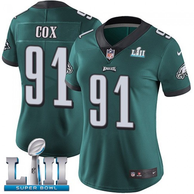 Women's Eagles #91 Fletcher Cox Midnight Green Team Color Super Bowl LII Stitched NFL Vapor Untouchable Limited Jersey