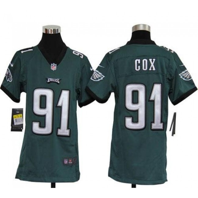 Philadelphia Eagles #91 Fletcher Cox Midnight Green Team Color Youth Stitched NFL Elite Jersey