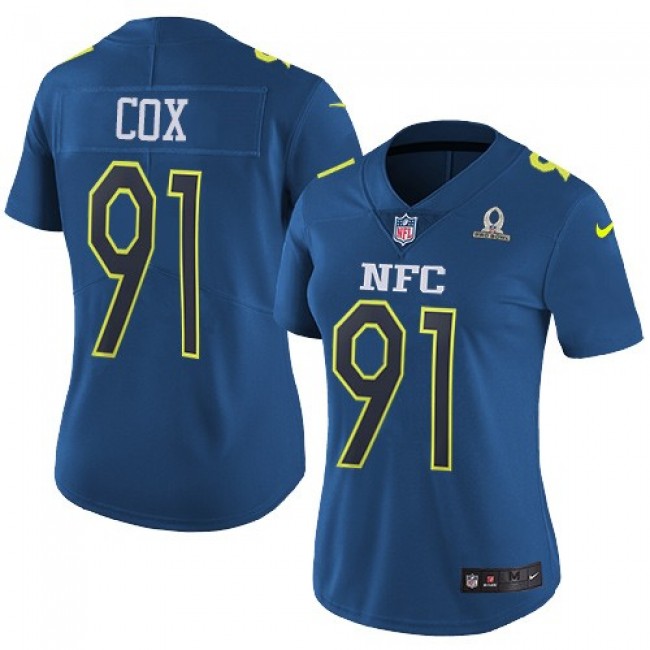 Women's Eagles #91 Fletcher Cox Navy Stitched NFL Limited NFC 2017 Pro Bowl Jersey