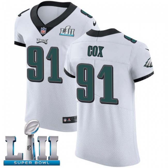 Nike Eagles #91 Fletcher Cox White Super Bowl LII Men's Stitched NFL Vapor Untouchable Elite Jersey