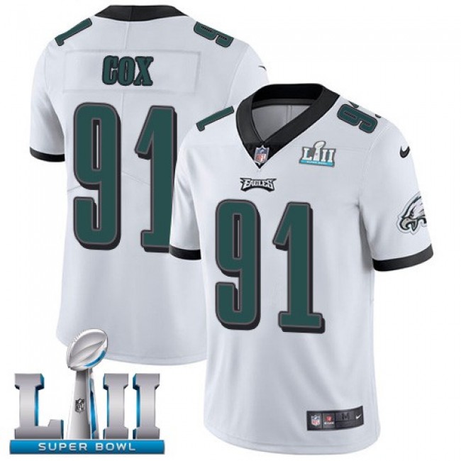 Philadelphia Eagles #91 Fletcher Cox White Super Bowl LII Youth Stitched NFL Vapor Untouchable Limited Jersey