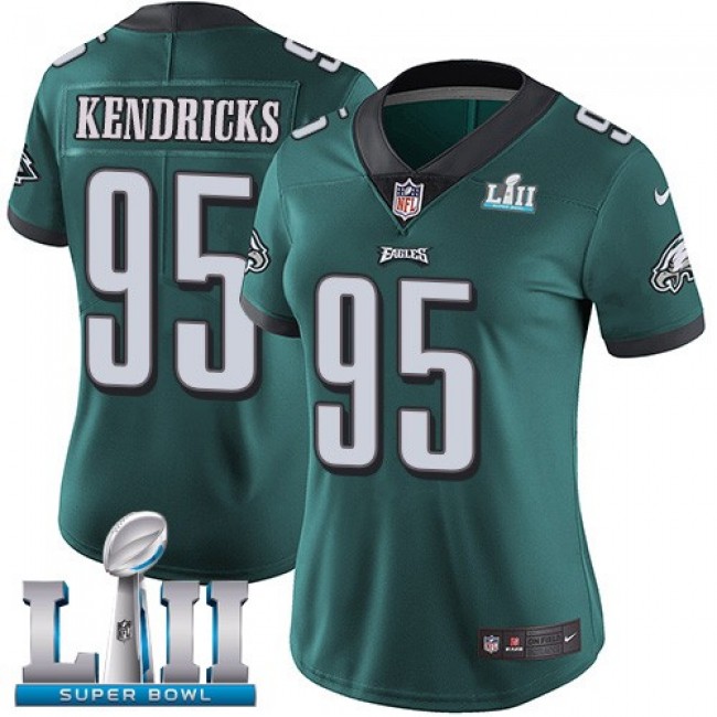 Women's Eagles #95 Mychal Kendricks Midnight Green Team Color Super Bowl LII Stitched NFL Vapor Untouchable Limited Jersey