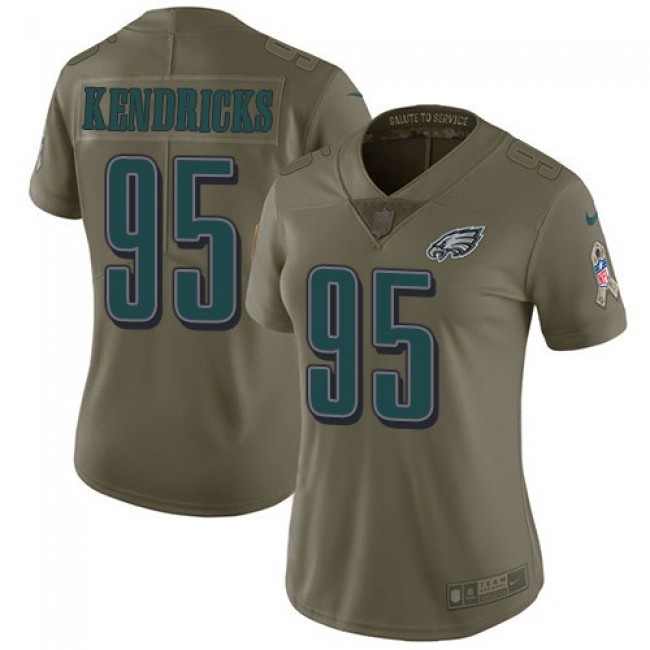 Women's Eagles #95 Mychal Kendricks Olive Stitched NFL Limited 2017 Salute to Service Jersey