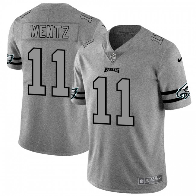 Philadelphia Eagles #11 Carson Wentz Men's Nike Gray Gridiron II Vapor Untouchable Limited NFL Jersey