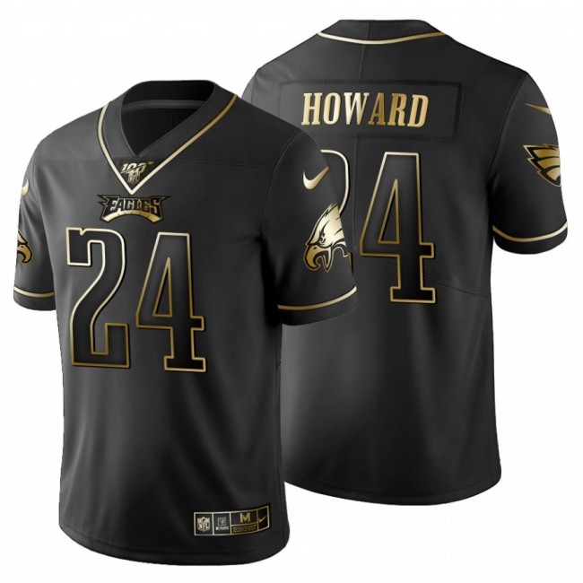 Philadelphia Eagles #24 Jordan Howard Men's Nike Black Golden Limited NFL 100 Jersey