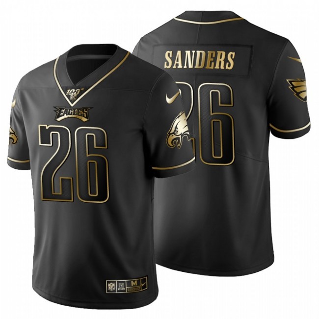 متجر عجلات Philadelphia Eagles #26 Miles Sanders Men's Nike Black Golden Limited NFL  100 Jersey متجر عجلات