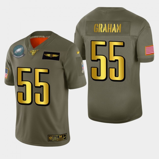 Philadelphia Eagles #55 Brandon Graham Men's Nike Olive Gold 2019 Salute to Service Limited NFL 100 Jersey