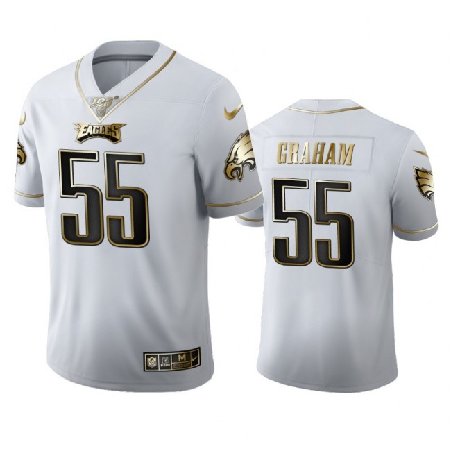 Philadelphia Eagles #55 Brandon Graham Men's Nike White Golden Edition Vapor Limited NFL 100 Jersey