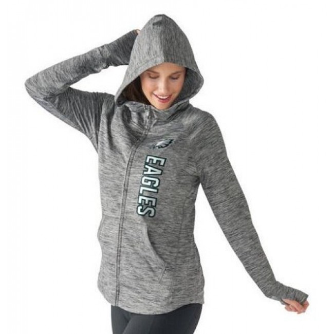 Women's NFL Philadelphia Eagles G-III 4Her by Carl Banks Recovery Full-Zip Hoodie Heathered Gray Jersey