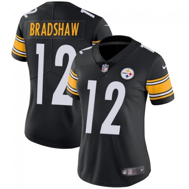 Women's Steelers #12 Terry Bradshaw Black Team Color Stitched NFL Vapor Untouchable Limited Jersey