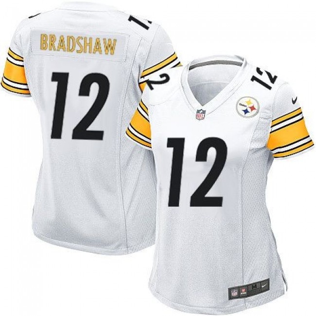 Women's Steelers #12 Terry Bradshaw White Stitched NFL Elite Jersey