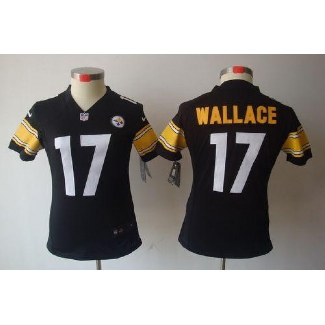 Women's Steelers #17 Mike Wallace Black Team Color Stitched NFL Limited Jersey