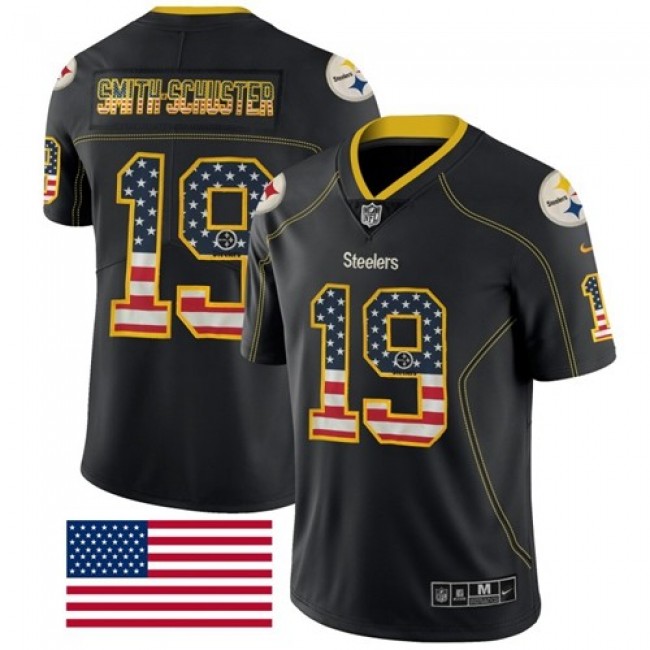 Nike Steelers #19 JuJu Smith-Schuster Black Men's Stitched NFL Limited Rush USA Flag Jersey