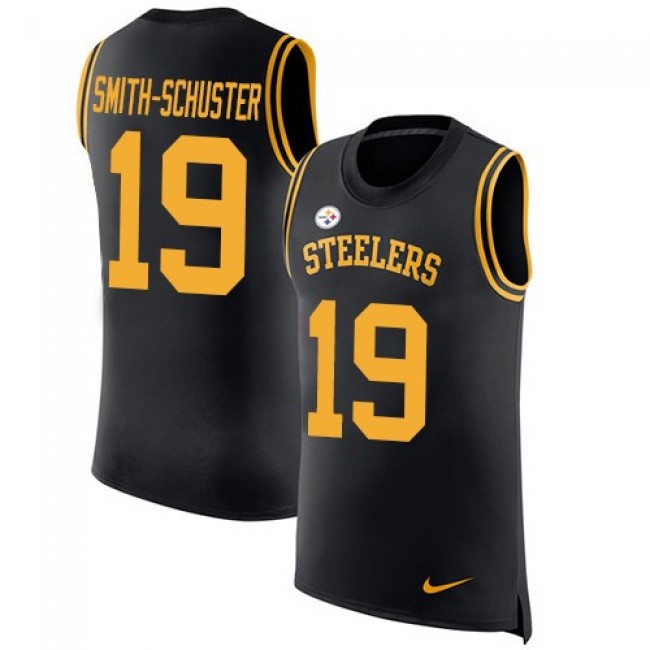 Nike Steelers #19 JuJu Smith-Schuster Black Team Color Men's Stitched NFL Limited Rush Tank Top Jersey