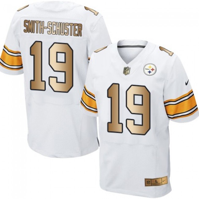 Nike Steelers #19 JuJu Smith-Schuster White Men's Stitched NFL Elite Gold Jersey