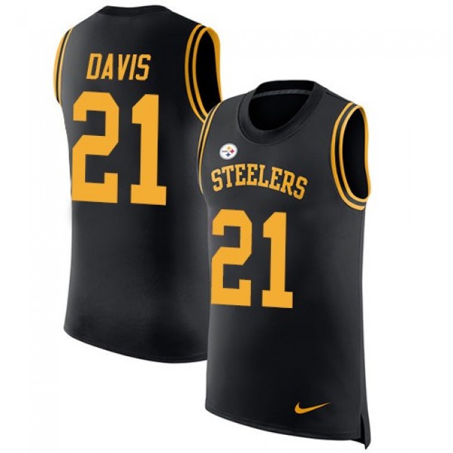 Nike Steelers #21 Sean Davis Black Team Color Men's Stitched NFL Limited Rush Tank Top Jersey